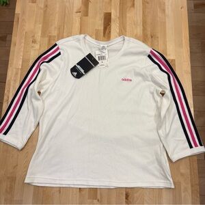 NWT VTG Adidas Women's 3/4 Dazzle 3 Stripes Pink Black on White Size XL